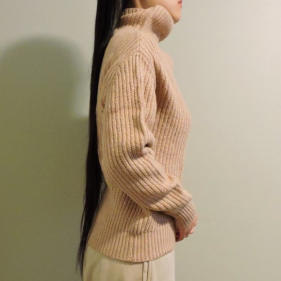 Wilfred Merino Wool Blush Pink Turtleneck Oversized Sweater, Size XS - Picture 5 of 11